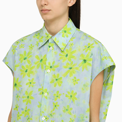 Shop Marni Light Blue/light Green Cotton Cocoon Shirt