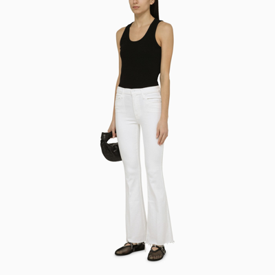 Shop Mother The Weekender Fray White Denim Jeans