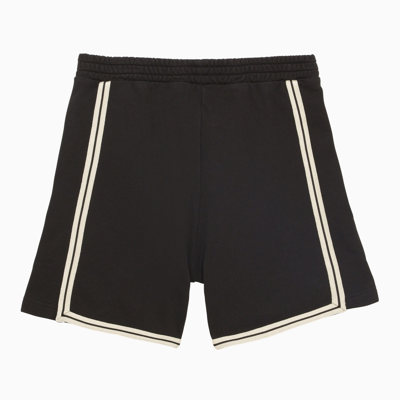Shop Palm Angels Black And White Cotton Shorts With Logo