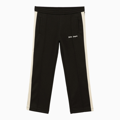 Shop Palm Angels Black And White Jogging Trousers With Logo