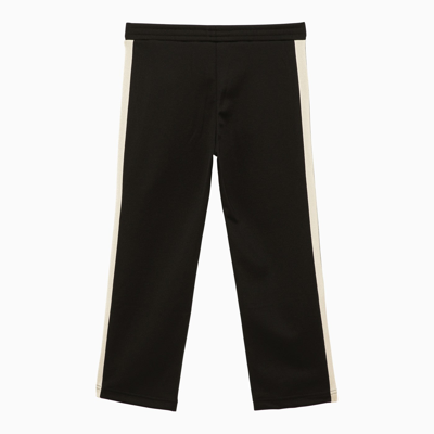 Shop Palm Angels Black And White Jogging Trousers With Logo