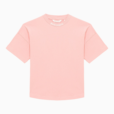 Shop Palm Angels Pink Cotton T Shirt With Logo