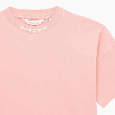 Shop Palm Angels Pink Cotton T Shirt With Logo
