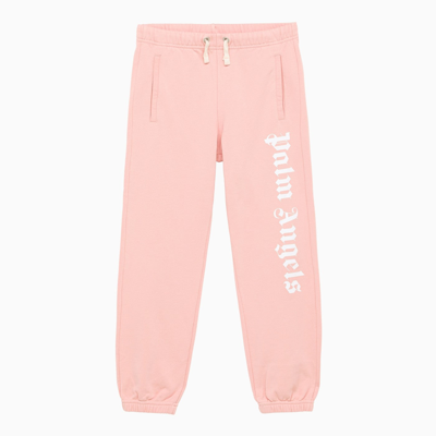 Shop Palm Angels Pink Jogging Trousers With Logo