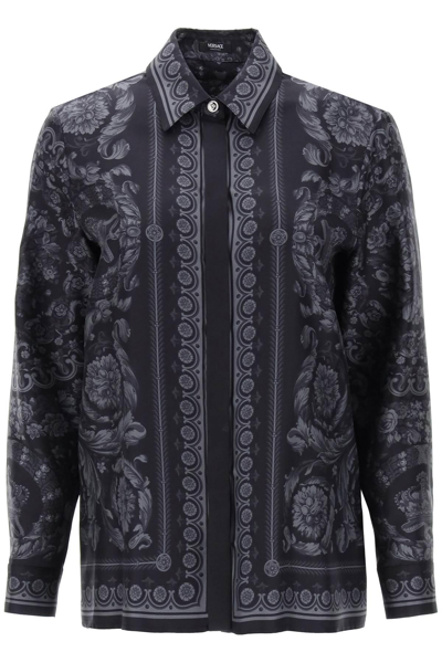 Shop Versace Barocco Shirt In Crepe De Chine
