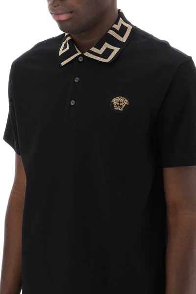 Shop Versace Polo Shirt With Greca Collar