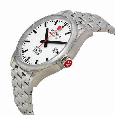 Shop Mondaine Sport White Dial Stainless Steel Mens Watch A6673030816sbm In Black / White