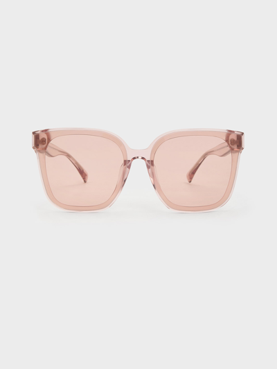 Shop Charles & Keith Gabine Oversized Butterfly Sunglasses In Pink
