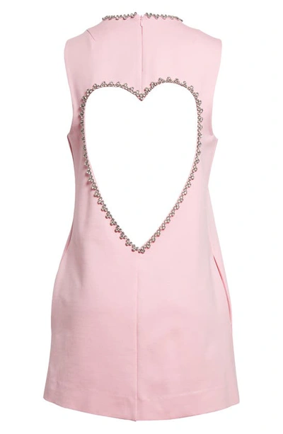 Shop Area Crystal Heart Back Cutout Ponte Minidress In Powder Pink