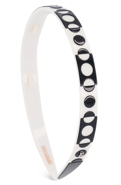 Shop Alexandre De Paris Two Tone Polka Dot Headband In Black And White