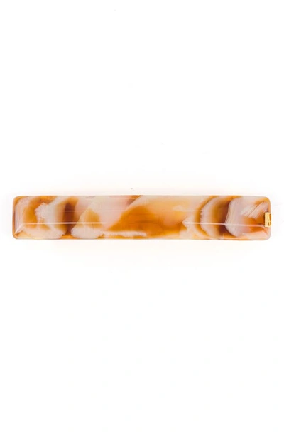 Shop Alexandre De Paris Marbled Barrette In Orange Mix