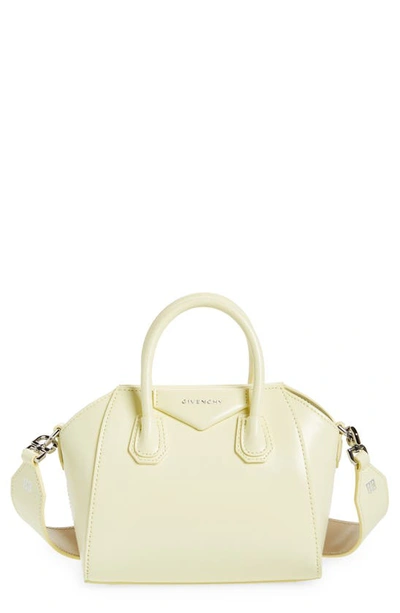 Shop Givenchy Toy Antigona Leather Satchel In Soft Yellow/ Natural Beige