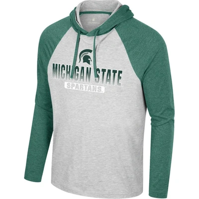 Shop Colosseum Heather Gray Michigan State Spartans Hasta La Vista Raglan Hoodie Long Sleeve T-shirt