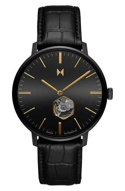 Mvmt Men's Legacy Slim Automatic Black Leather Watch 42mm In Black