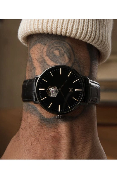 Mvmt Men's Legacy Slim Automatic Black Leather Watch 42mm In Black