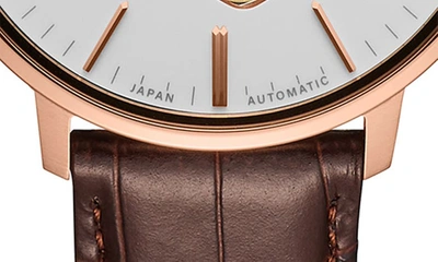 Shop Mvmt Legacy Slim Automatic Leather Strap Watch, 45mm In Dark Brown