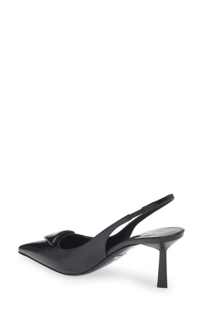 Prada Leather Pumps Glossy Finish Kitten Heel Pointed Toe In Black