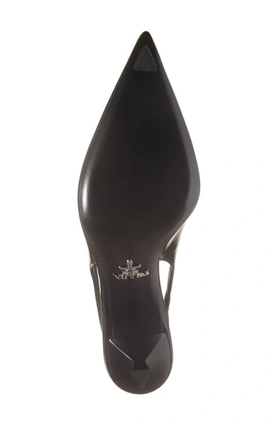 Prada Leather Pumps Glossy Finish Kitten Heel Pointed Toe In Black