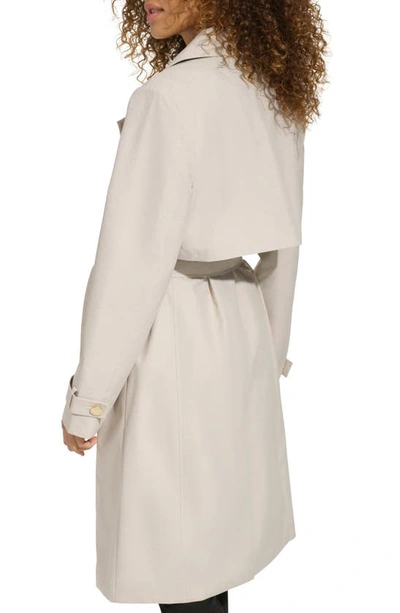 Karl Lagerfeld Double Breasted Water Repellent Trench Coat In Sand
