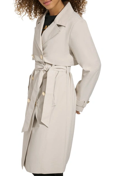 Shop Karl Lagerfeld Double Breasted Water Repellent Trench Coat In Sand
