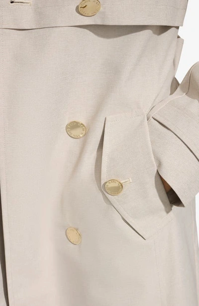 Karl Lagerfeld Double Breasted Water Repellent Trench Coat In Sand