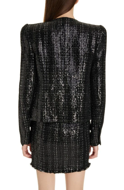 Shop Balmain Crystal Button Sequin Tweed Jacket In 0pa Black