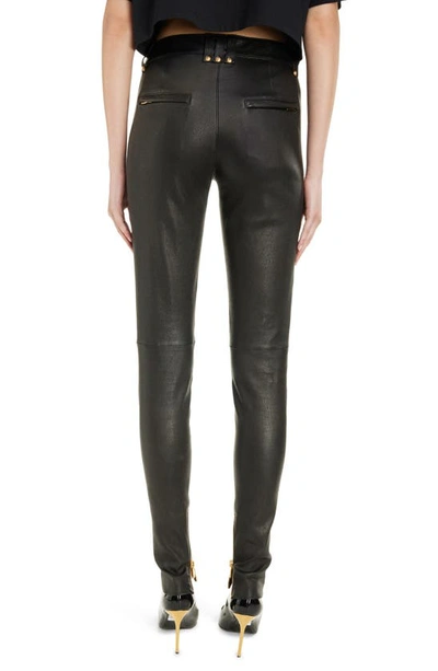 Shop Balmain Quilted Lambskin Leather Pants In 0pa Black