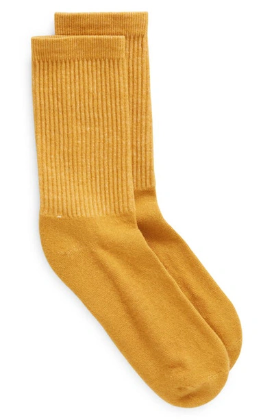 Shop American Trench Supermerino Wool Blend Crew Socks In Mustard