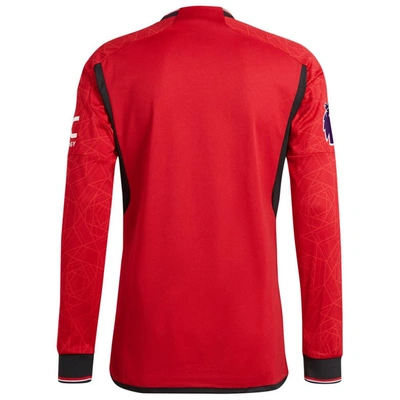 Shop Adidas Originals Adidas  Red Manchester United 2023/24 Home Authentic Long Sleeve Jersey