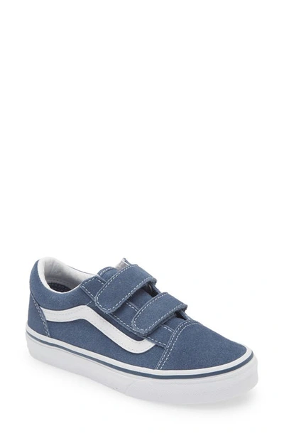 Shop Vans Kids' Old Skool V Sneaker In Suede Vintage Indigo