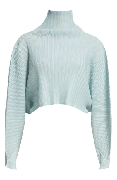 Shop Issey Miyake Monthly Colors December Pleated Crop Top In Ice Blue