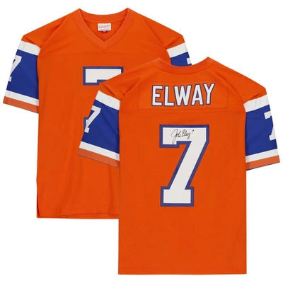 Shop Fanatics Authentic John Elway Denver Broncos Autographed Mitchell & Ness Orange Replica Jersey