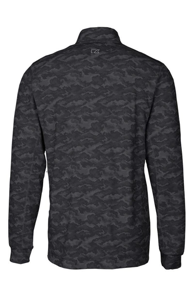 Cutter & Buck Traverse Camo Print Stretch Quarter Zip Mens Big And Tall Pullover Jacket In Black