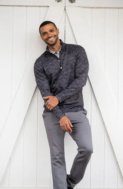 Cutter & Buck Traverse Camo Print Stretch Quarter Zip Mens Big And Tall Pullover Jacket In Black