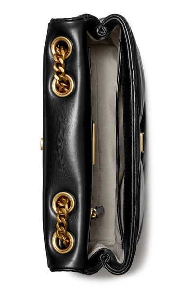 Tory Burch Kira Diamond Quilted Leather Small Convertible Shoulder Bag In Black