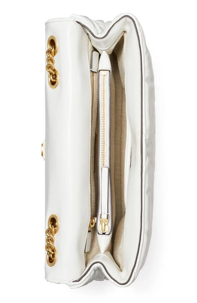 Tory Burch Kira Diamond Quilted Leather Convertible Shoulder Bag In Blanc
