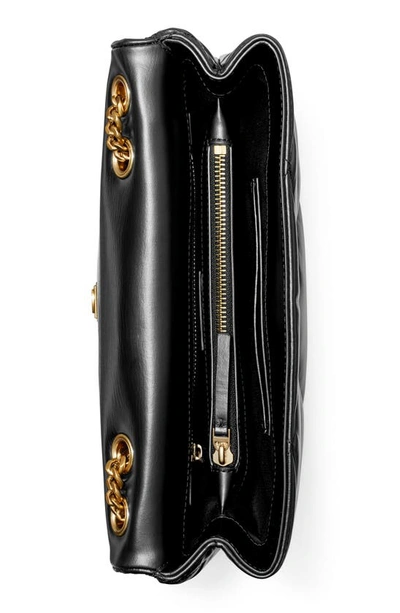 Tory Burch Kira Diamond Quilted Leather Small Convertible Shoulder Bag In Black