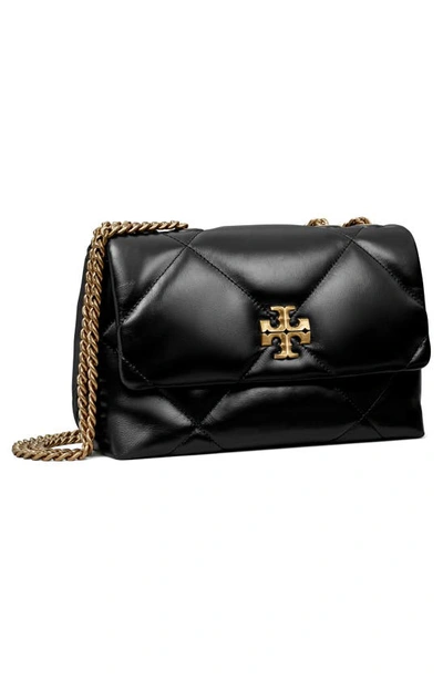 Tory Burch Kira Diamond Quilted Leather Small Convertible Shoulder Bag In Black