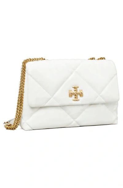 Tory Burch Kira Diamond Quilted Leather Convertible Shoulder Bag In Blanc