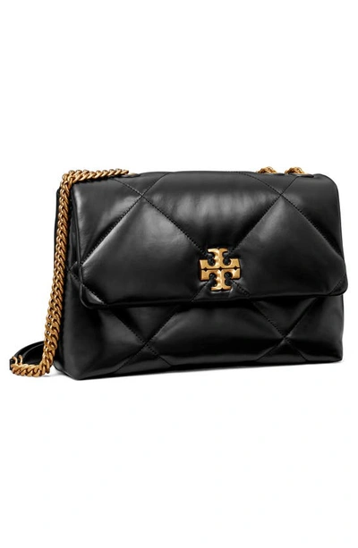 Tory Burch Kira Diamond Quilted Leather Small Convertible Shoulder Bag In Black