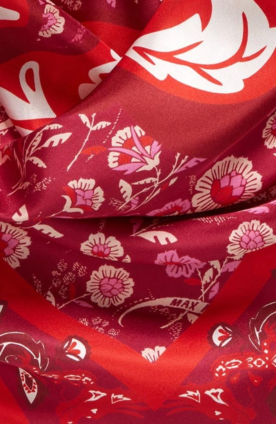Shop Max Mara Floral Monogram Silk Square Scarf In 005 Dark Red