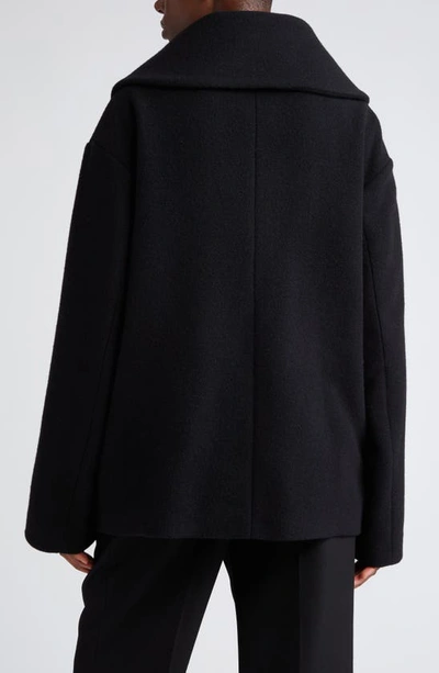 Shop Totême Toteme Oversize Wool Blend Felt Wrap Jacket In Black