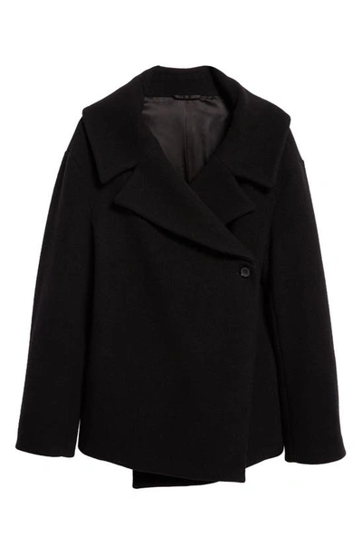 Shop Totême Toteme Oversize Wool Blend Felt Wrap Jacket In Black