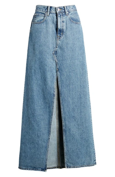 Shop Slvrlake Dallas Cotton Denim Maxi Skirt In Hard Times