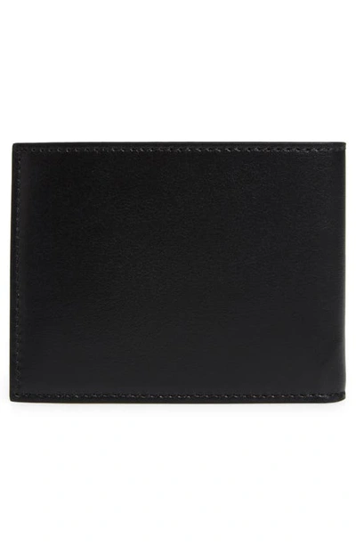 Shop Amiri Staggered Logo Leather Bifold Wallet In Black