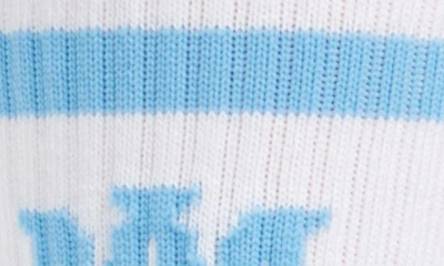 Shop Amiri Ma Stripe Crew Socks In White/ Air Blue