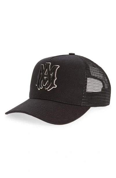 Shop Amiri Ma Logo Embroidered Trucker Hat In Black