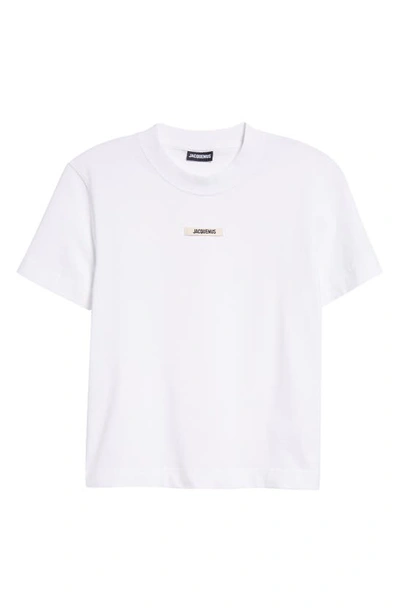 Shop Jacquemus Le T-shirt Logo Embroidered Grosgrain T-shirt In White