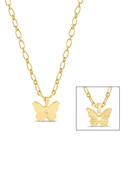 Shop Paige Harper Cubic Zirconia Butterfly Pendant Necklace In Gold