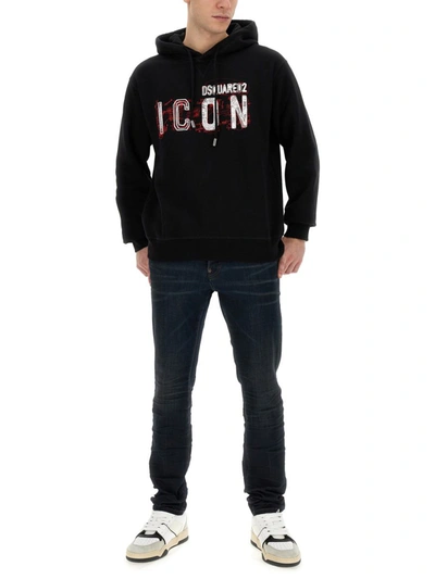 Shop Dsquared2 "icon" Scribble Cool Fit Sweatshirt In Black